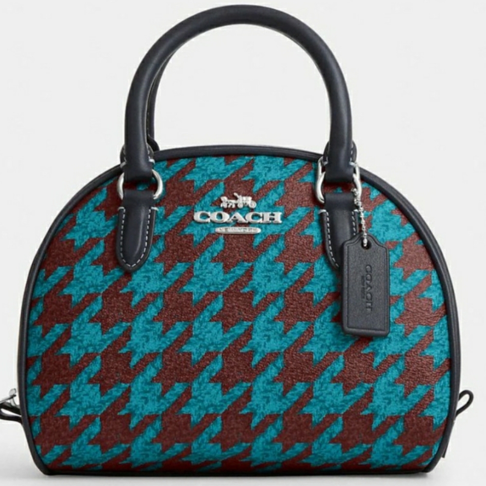 NWT COACH SYDNEY SATCHEL with HOUNDSTOOTH DESIGN CJ628 - Picture 13 of 13